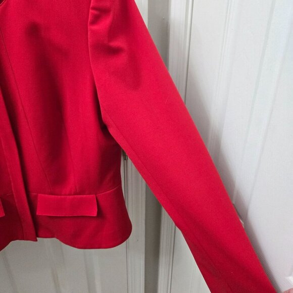 Karl Lagerfeld Paris 16 Red Full zip Blazer with Peplum Faux Front Pockets - Picture 9 of 11